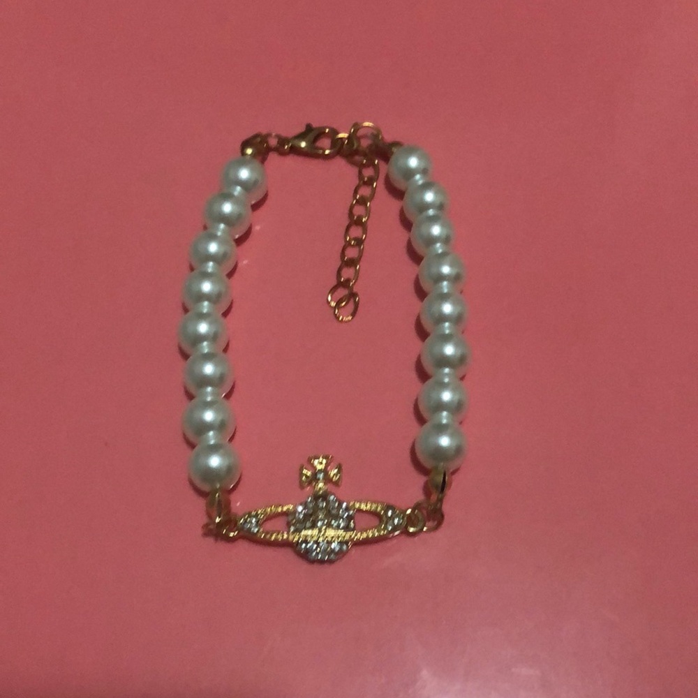 Saturn Orb Pearl Gold Bracelet